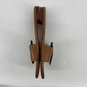 Tory Burch Brown Leather Pineapple Slide Sandals Size 5.5 Tropical Resort Luxury thumbnail 8
