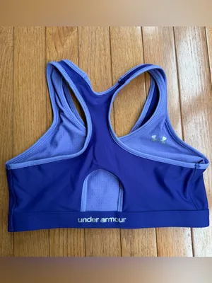 Under Armour Reversible Sports Bra Periwinkle Lavender Purple Mesh Medium M thumbnail 4