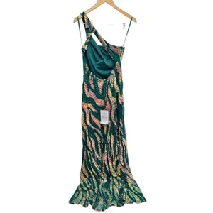 City‎ Studio Dress Juniors' Sequin One-Shoulder Slit Gown Size 11 Green Gold NWT thumbnail 5