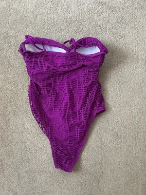 Matte Collection Fuchsia/Purple Cutout Overlay Swimsuit- Sz Lg- Nwot thumbnail 6