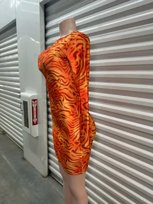 Orange Tiger Print Mini Dress 🐯 | DIY Sexy Tiger Halloween Costume thumbnail 3