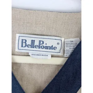 BellePointe Vest Beige Blue Embroidered Basket Floral Linen Blend 3X thumbnail 4