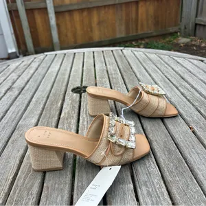 Size 6 Women's Kathleen Raffia Buckle Block Heels - A New Day summer spring‎ thumbnail 5