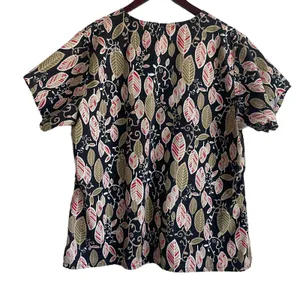 White Swan‎ Women Scrub Top XL Foliage Print Medical Uniform Nurse Workwear Fall thumbnail 2
