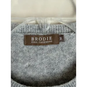 Brodie Cashmere Sweater Womens Medium Grey Foil Leopard Animal Print Crewneck thumbnail 6