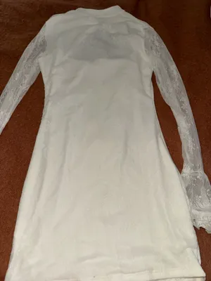 White High Neck Missguided Lace Pattern Dress thumbnail 2