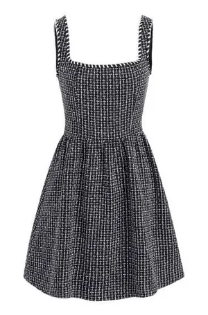 Cider NWOT Women's Black and White Tweed Babydoll Mini Dress thumbnail 1