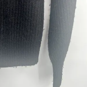 Quince Womens Black Baby Alpaca Wool Blend Minimalist‎ Ribbed Crewneck Sweater L thumbnail 7