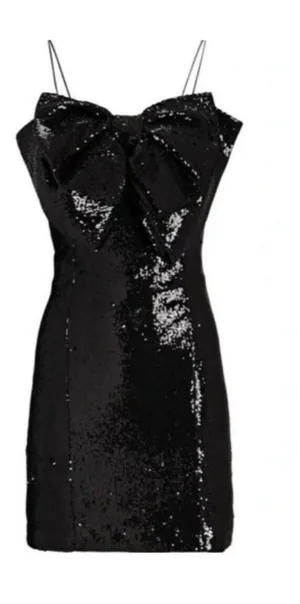 RONNY KOBO Sequin Embellished Lindsay Bow Front Mini Dress Black Women’s Size S thumbnail 1