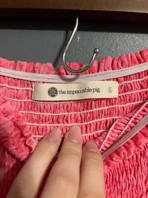 The Impeccable Pig pink floral ruffle tiered skirt smocked waistband thumbnail 4