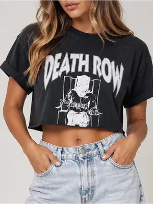 Death Row Records Black Cropped Graphic Tee T-Shirt (Size S/P) thumbnail 1