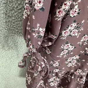 Lily Rose Mini Dress Womens‎ Large Mauve Pink Floral Cottagecore Ruffle Sleeve thumbnail 6