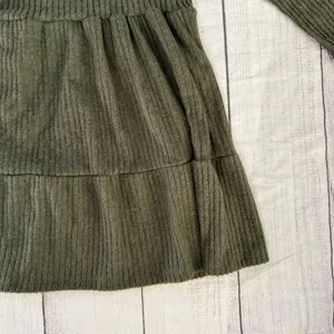 CENY Nordstrom Rack NWT size XS dark green tiered long sleeve A line dress thumbnail 10
