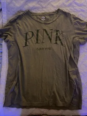 PINK Victoria's Secret Army Green T-Shirt thumbnail 1