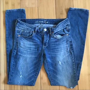 American Eagle Classic Blue Skinny Jeans with Stretch Fit thumbnail 1