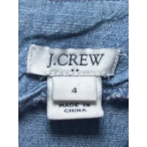 J.Crew‎ Chambray Denim Fit & Flare Dress Size 4 Blue V-Neck Flutter Sleeve thumbnail 8