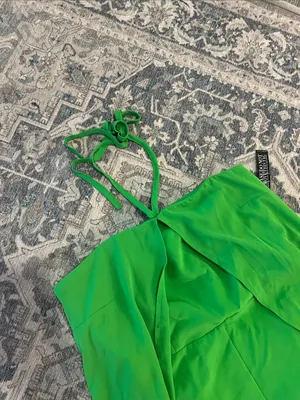 Short romper Green Halter High-Low Skirt thumbnail 3