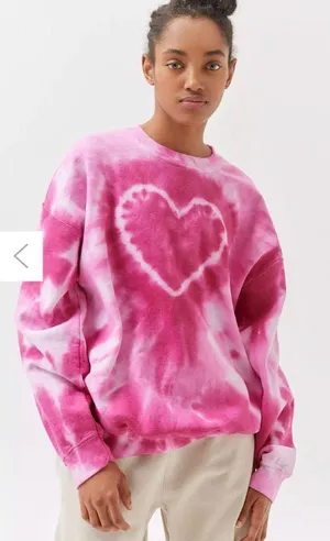 Urban Outfitters Pink Tie Dye Heart Oversized Sweater thumbnail 1