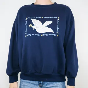 Vintage 80s Peace On Earth Dove Christmas Sweatshirt thumbnail 2