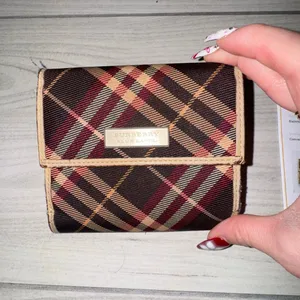 Burberry Blue Label tri-fold wallet in a burgundy‎ and tan plaid pattern thumbnail 2