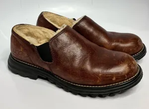 UGG‎ leather loafers shearling lined slip on shoes size 6 thumbnail 1