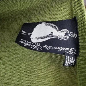 Twelve By Twelve Los Angeles Medium Green Shoe Print Cardigan Sweater Top Knit thumbnail 4