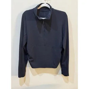 Athleta‎ Transcend Half Zip Black Size XL Ruched Sides Athlesiure Performance thumbnail 3