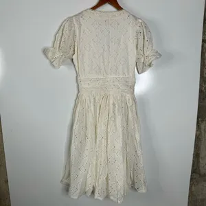 Anthropologie Love The Label Cream‎ Eyelet Button Down Dress Size Xsmall thumbnail 5