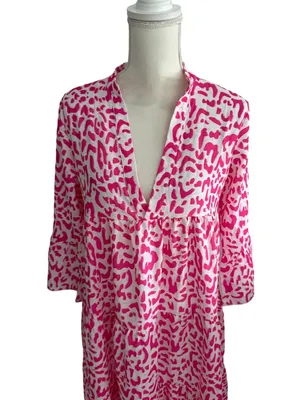 MADE WITH LOVE Pink White Animal Print Maxi Dress Size Small NEW NWT thumbnail 2