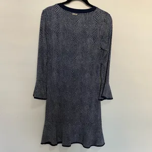 MICHAEL Michael Kors Graph Mamba Flounce Dress Small Navy White Bell Sleeve thumbnail 7