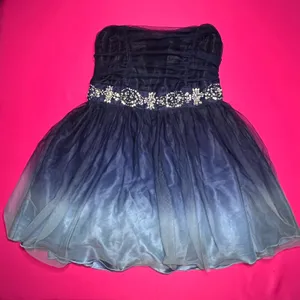 B Smart 2010s Ombre Tulle Strapless Rhinestone Mini Party Dress Navy Blue Formal thumbnail 1