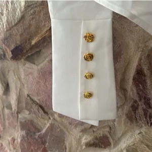Commense Metal Button Cutout Polo Shirt size large White thumbnail 4