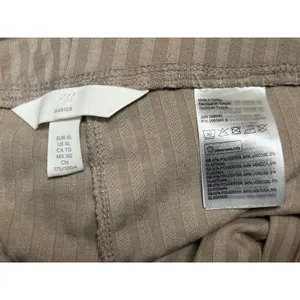 H&M Beige Tan Khaki High Waisted Ribbed Knit Pull On Straight Trousers Pants XL thumbnail 4