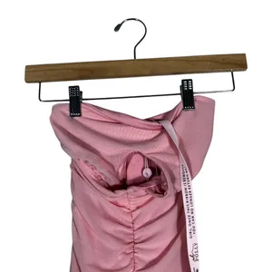 NWT Oh Polly Ruched Mesh Solid Mini Dress Blush Pink Coquette Keyhole Size 2 thumbnail 2