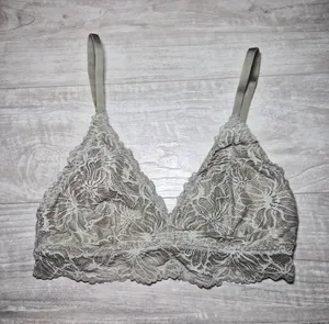 Aerie Lace Bralette - Light Gray Floral Lace Small Medium thumbnail 1