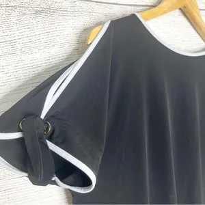 Ivanka Trump Black & White Trim Open Tie Sleeve Blouse Top Size Small thumbnail 6