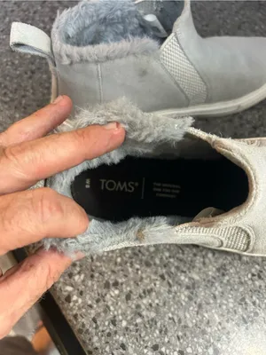 Toms Gray Suede Faux Fur Slip-On Ankle Booties thumbnail 5