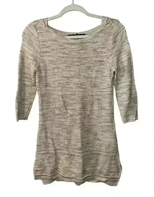 White‎ House Black Market Gold/Tan Tunic Sweater, Small thumbnail 1