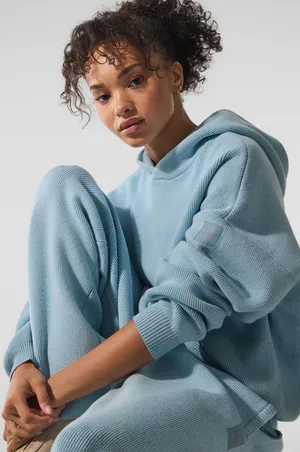 Alo Yoga Scholar Hooded Sweater Celestial Blue Heather S thumbnail 1
