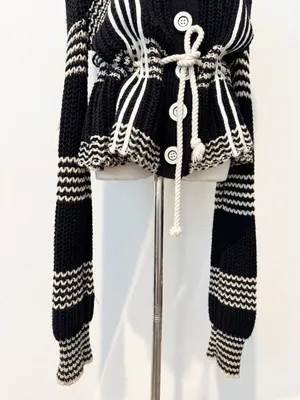 Laureate Lane Cardigan Size‎ XL Wool Striped Chunky Rope Tie Sweater Retro Boho thumbnail 4