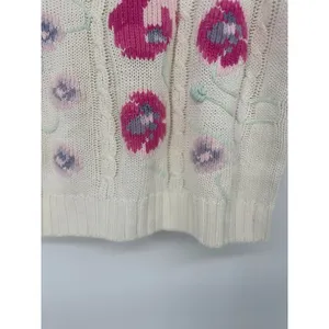 Vintage‎ Country Suburbans Flower Sweater Medium Short Sleeve Cable Knit Cottage thumbnail 3
