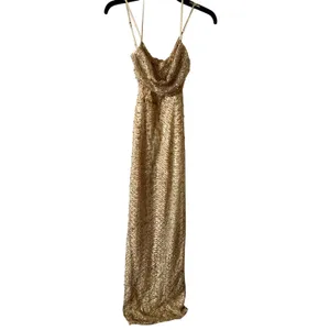 Oh Polly Constance Embellished Cowl-Neck Maxi Dress in Gold Size 0 New thumbnail 4