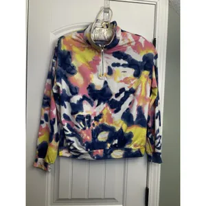 Bobbie Brooks XL Colorful Abstract Half Zip Pullover Stretch Women’s Top Lounge thumbnail 2