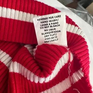 Red White Stripe Sweater Womens XS Ribbed Fitted Pearl Button Sleeve thumbnail 9