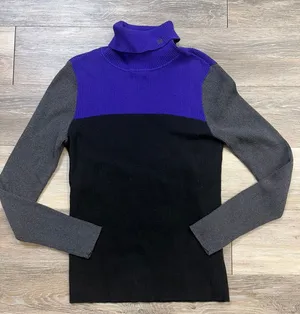 Lauren Ralph Lauren Colorblock Turtleneck Sweater Large Ribbed Knit thumbnail 1