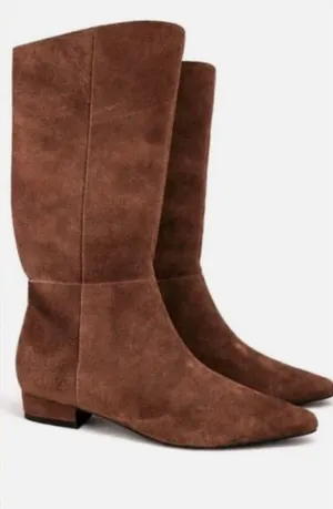 NWT Jason Wu Boots Petrie Chocolate Brown Suede Tall Low Block Heel thumbnail 1