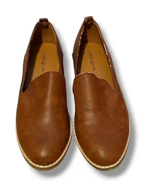 Indigo Rd Loafers Womens 7M Cognac‎ Brown Faux Leather Slip On Almond Toe Flats thumbnail 1