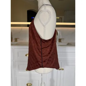 Victoria's Secret Camisole Womens Medium Rust Brown Checkerboard Jacquard Satin thumbnail 6