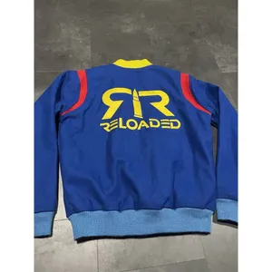 Men's Button Up Reloaded Blue /yellow/red Wool Varsity‎ Jacket Med. B-Q thumbnail 8