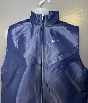 Nike Vest Womens Small Blue Windbreaker Full Zip Oversized Sports Swoosh Logo thumbnail 1
